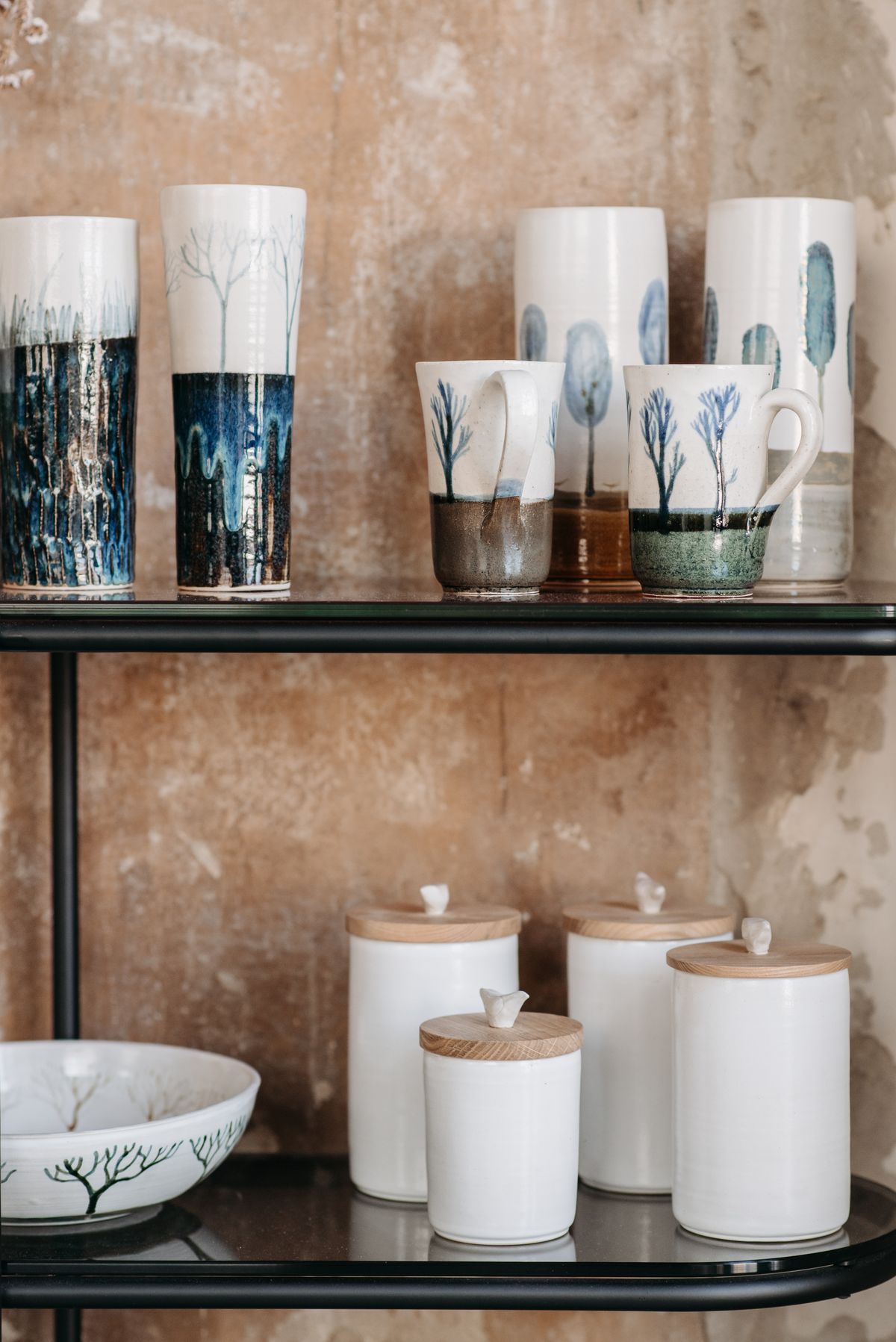 Handmade ceramics and homeware on display in the Patchings Gift House